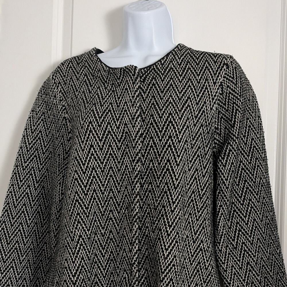 Jones NY Merino Wool Sweater/Jacket Herringbone Pattern Old Money Academia M